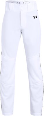 SMALL WHITE W/ RED STRIPE UNDER ARMOUR BOY'S BASEBALL PANTS